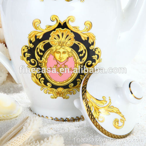 Luxury Fine Hyper White Porcelain Sugar Tea Pot & Creamer of Sea Goddness